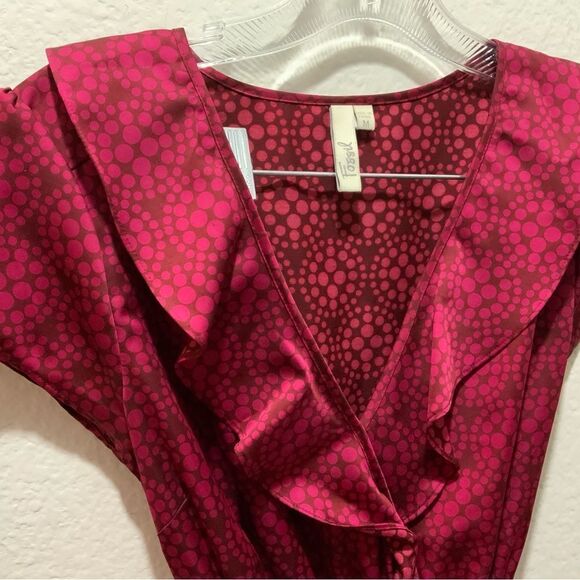 Fossil Red and pink polka dot dress with ruffles size medium - Picture 4 of 8